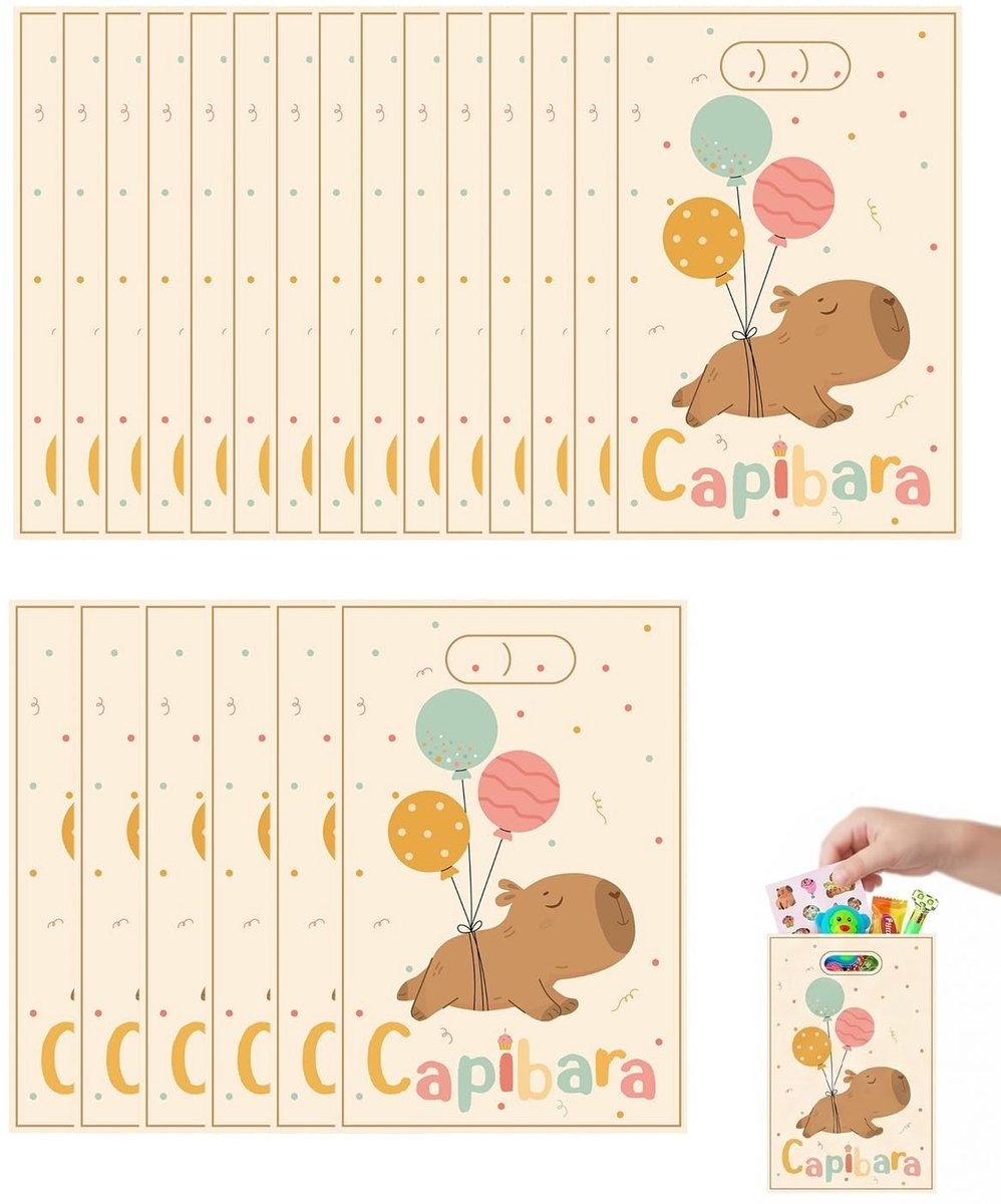 Solidchoice - 20 Stuks Capibara Cadeauzakjes voor Kinderfeestjes