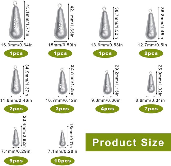 Solidchoice - Set van 40 Vislood Gewichten voor Diepzeevissen van Solidchoice — afbeelding 5