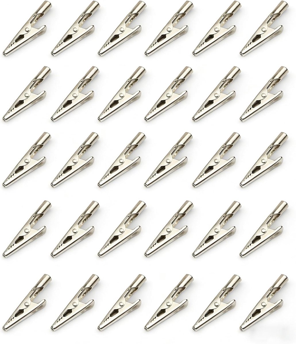 Krokodilklemmen 30 stuks - metalen klemmen - vernikkeld - betrouwbare grip voor elektrotest - ShopVlot