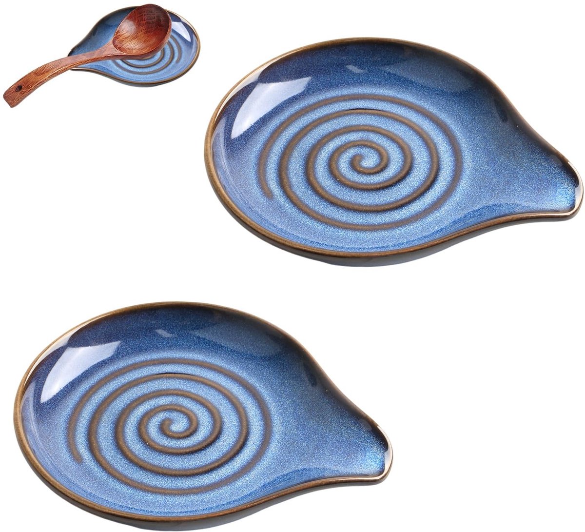 Solidchoice - Set van 2 Keramische Lepelhouders met Spiralen voor Keuken