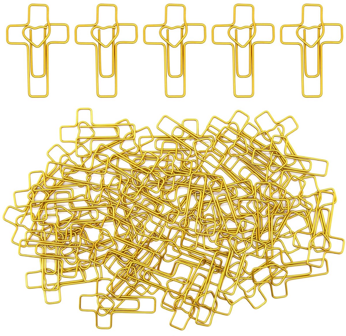 Solidchoice - 50 Hartvormige Kruis Paper Clips voor Bijbelstudie