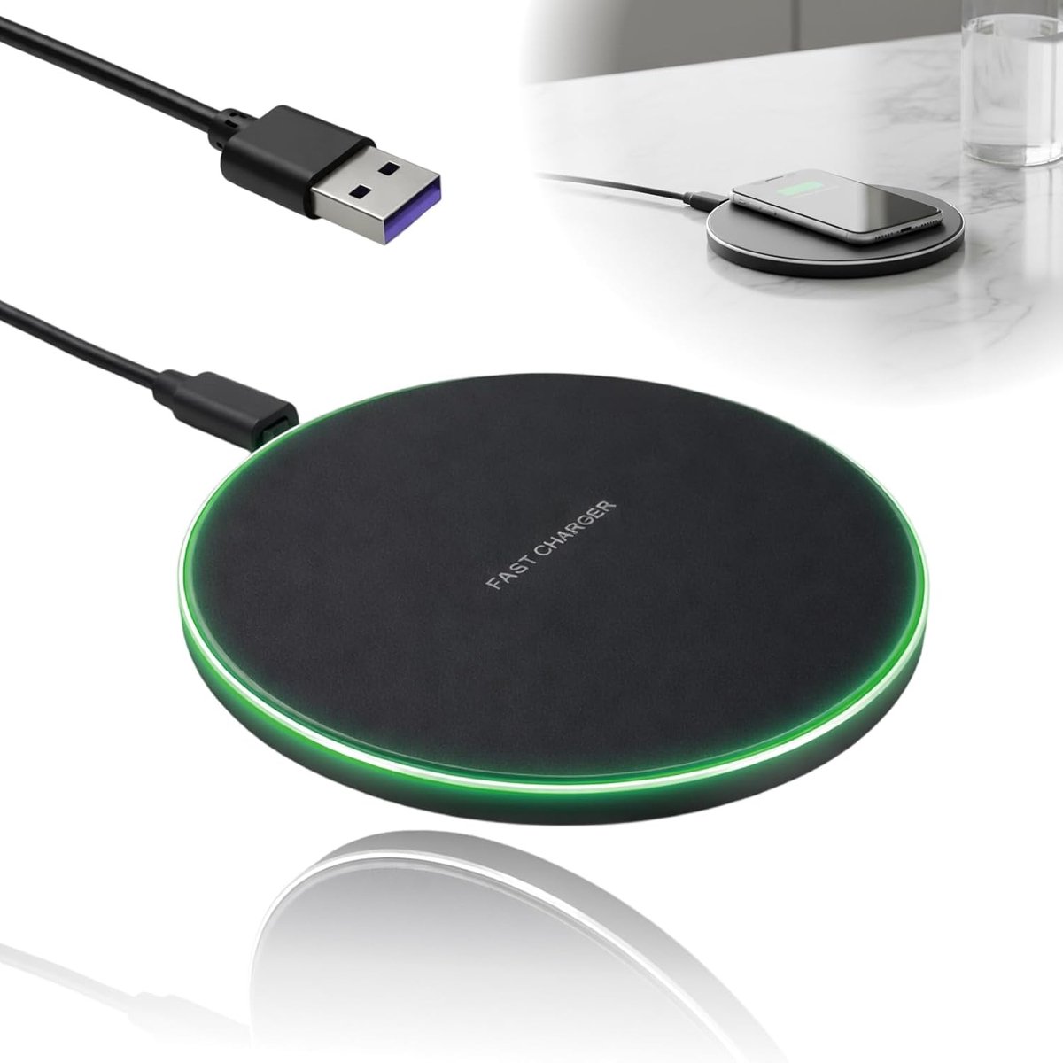 Draadloze oplader 35 W - aluminium - led-display - snel opladen voor smartphone - ShopVlot
