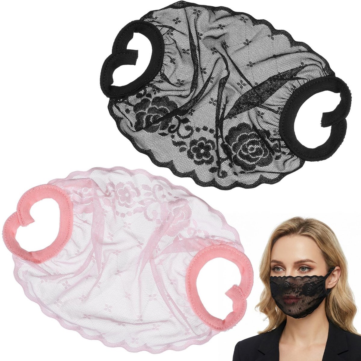 Solidchoice - Set van 2 Kanten Gezichtsmaskers voor Vrouwen