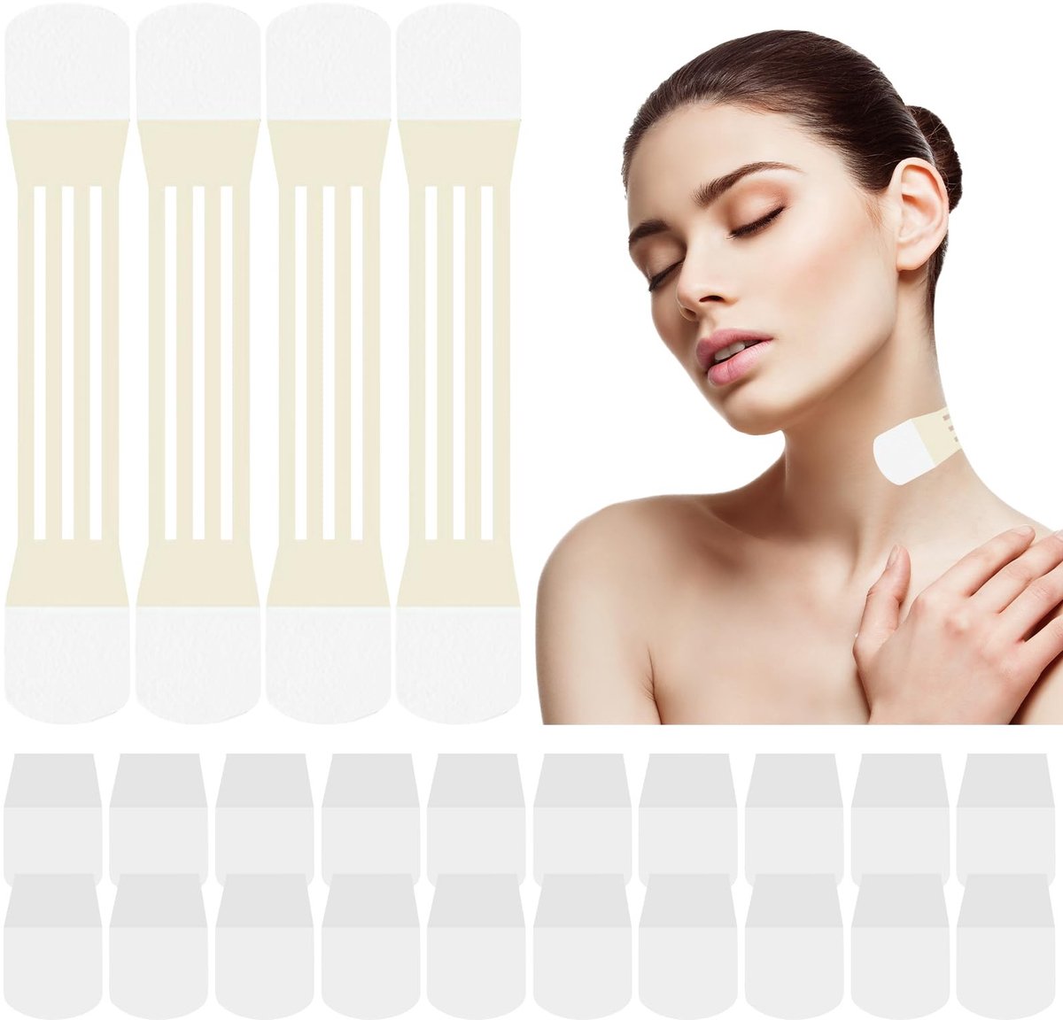 Solidchoice - Set van 20 Onzichtbare Lifting Tapes voor Gezicht en Hals met Elastische Bands