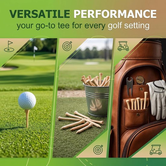 Golftees 60 stuks - 5 hoogtes van 35 mm tot 83 mm - Houten golfaccessoires - Milieuvriendelijk voor training en spel - ShopVlot — afbeelding 3