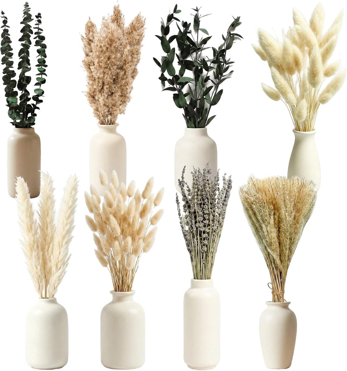 Decoratieve Pampas Pluimen 100 Stuks - Droogbloemen Combinaties - Bohemian Stijl - Perfect voor Tafeldecoratie - ShopVlot