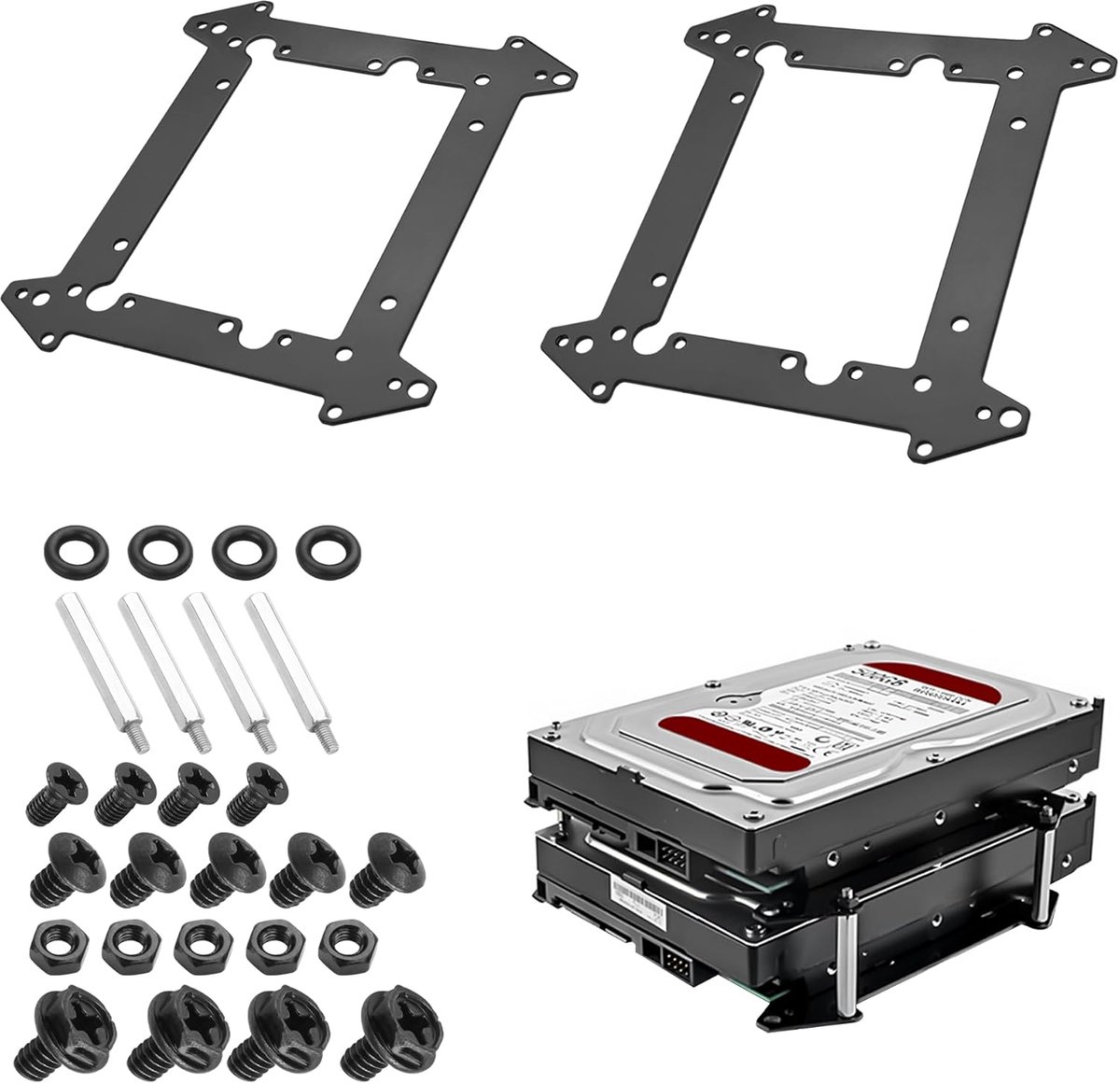 HDD/SSD houder 2.5"/3.5" - metalen montageframe - ruimtebesparend - uitbreiding voor PC en NAS - ShopVlot
