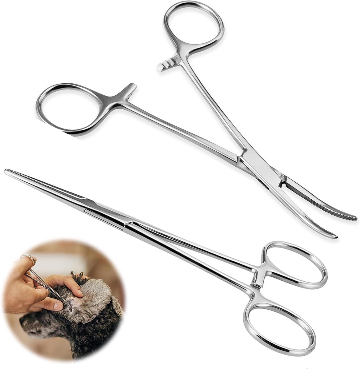 Tweezers 12,5cm - RVS - Recht en gebogen - Voor precisiewerk en visserij - ShopVlot