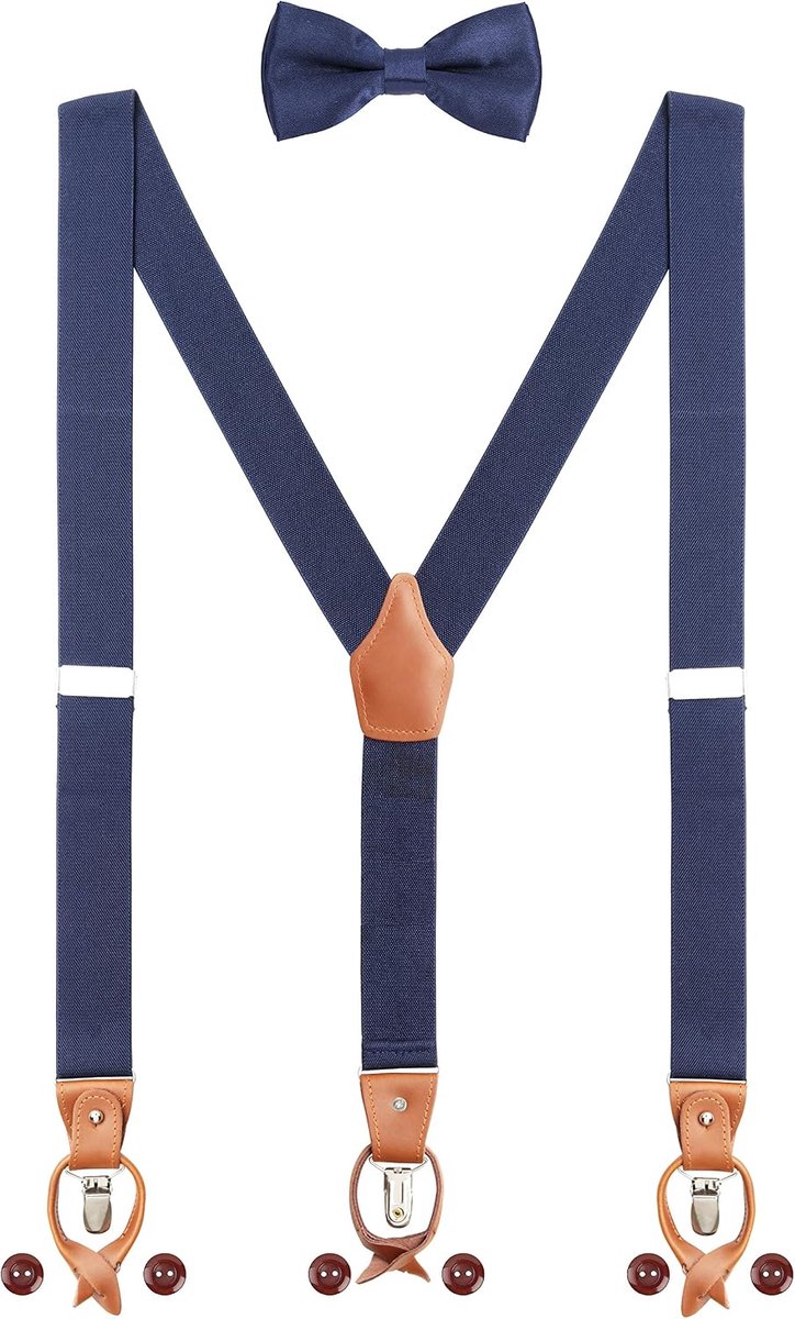 Heren schort met strikset - 2 manieren om te dragen - 6 leren ogen - Y-vorm - perfect voor elke gelegenheid - ShopVlot