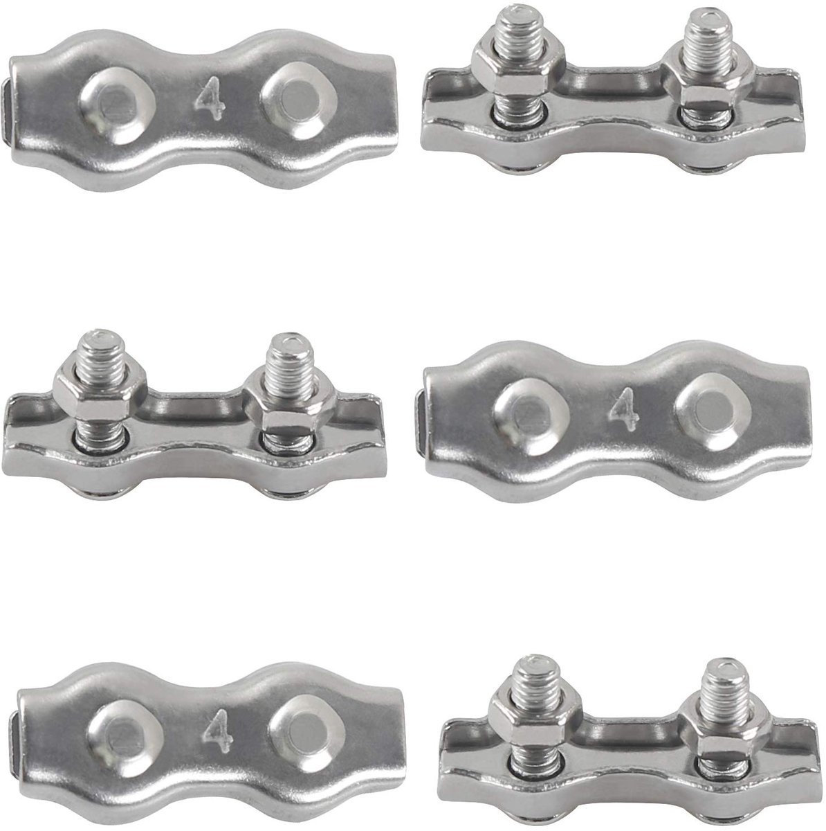 M4 Duplex Clamp 304 Stainless Steel Heavy Duty Wire Rope Clips Duplex Bolt Cable Clamp for Wire Rope Clotheslines - ShopVlot