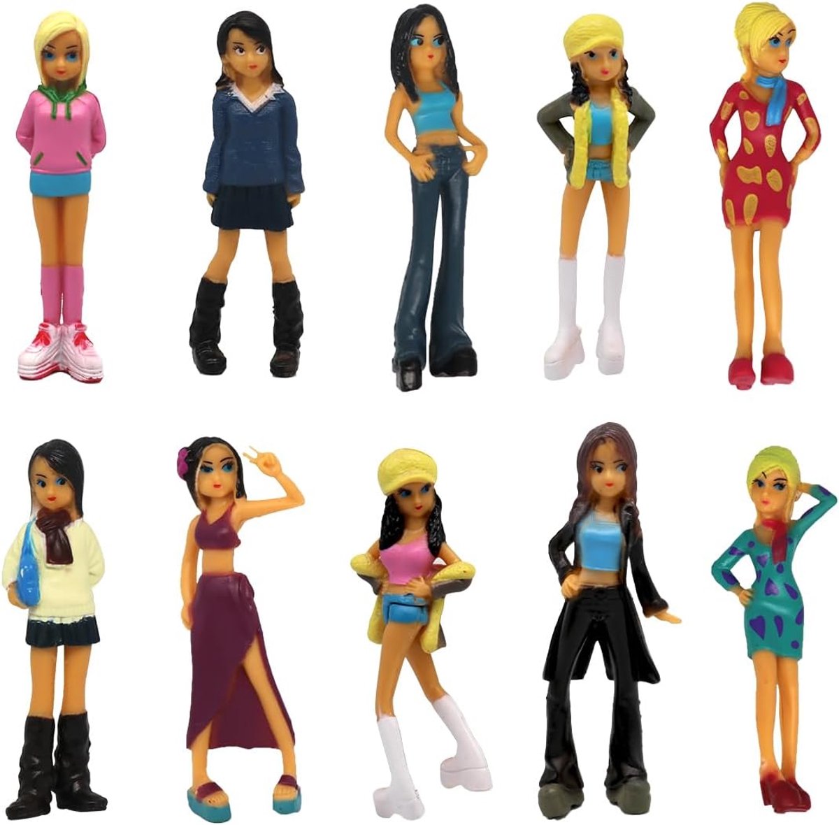 Doyomtoy Mini Figures for Girls, 10 Pieces, Cake Decoration, Figure, Mini Figures, Desktop Decoration, Party, Cake - ShopVlot