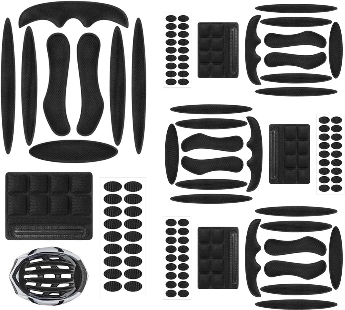 Fietshelmvulling, set van 4, schuimrubberen bekleding met klittenbandpunten, vervangende helmbekleding, zwart - ShopVlot