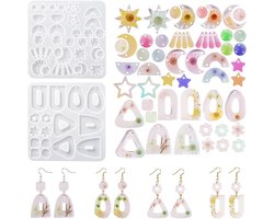 Nifocc 2pcs Jewelry Epoxy Resin Shapes Pendant Necklace Earrings Silicone Shapes Round Star Moon Jewelry Casting Mould - ShopVlot