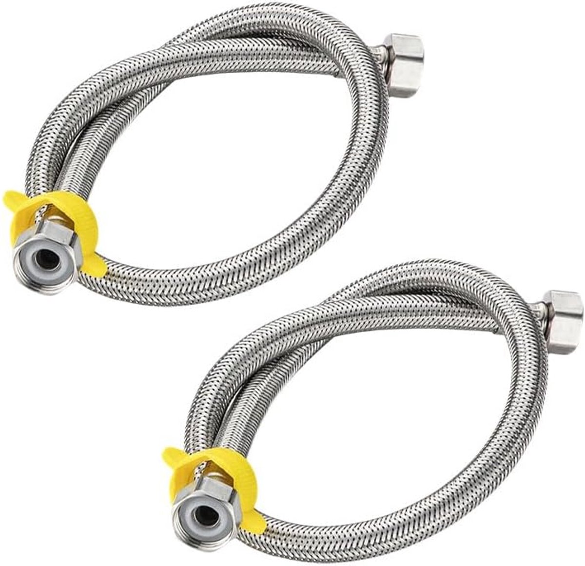 2 stuks roestvrijstalen douchebroek, flexibele doucheslang voor badkamer, douche met kunststof ring, keukenmat en - ShopVlot