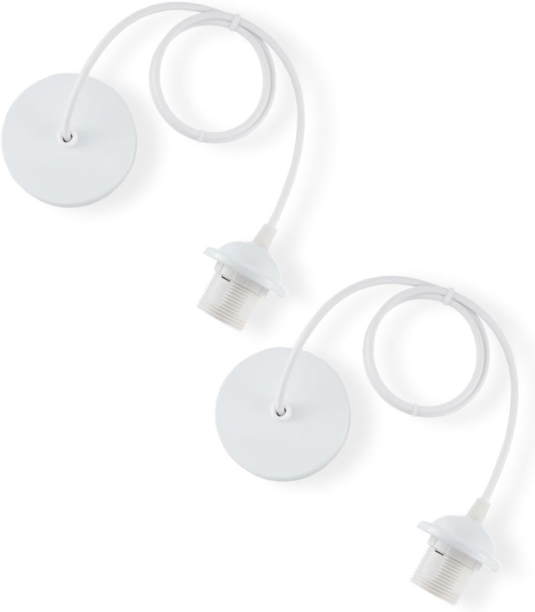 Vecys 2PCS E27 Metal Pendant Light and Lamp Holder, Aluminum Pendant Lamp Fitting with 100cm Cable, Ceiling Lamp - ShopVlot