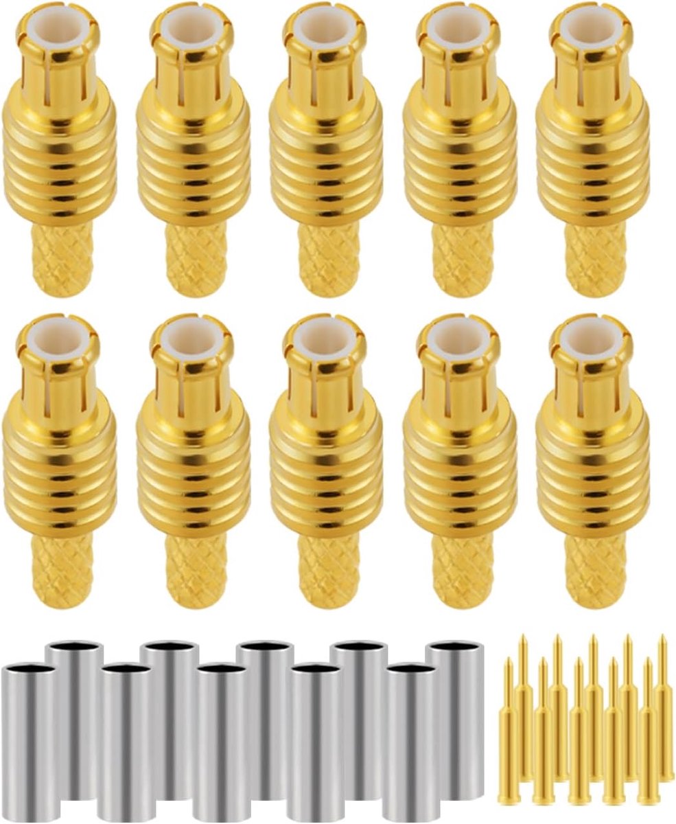 Vecys 10Pcs MCX Male Crimp Connector 50 Ohm MCX Plug RF Coax Connector for RG174 RG316 RF Coaxial Cable - ShopVlot