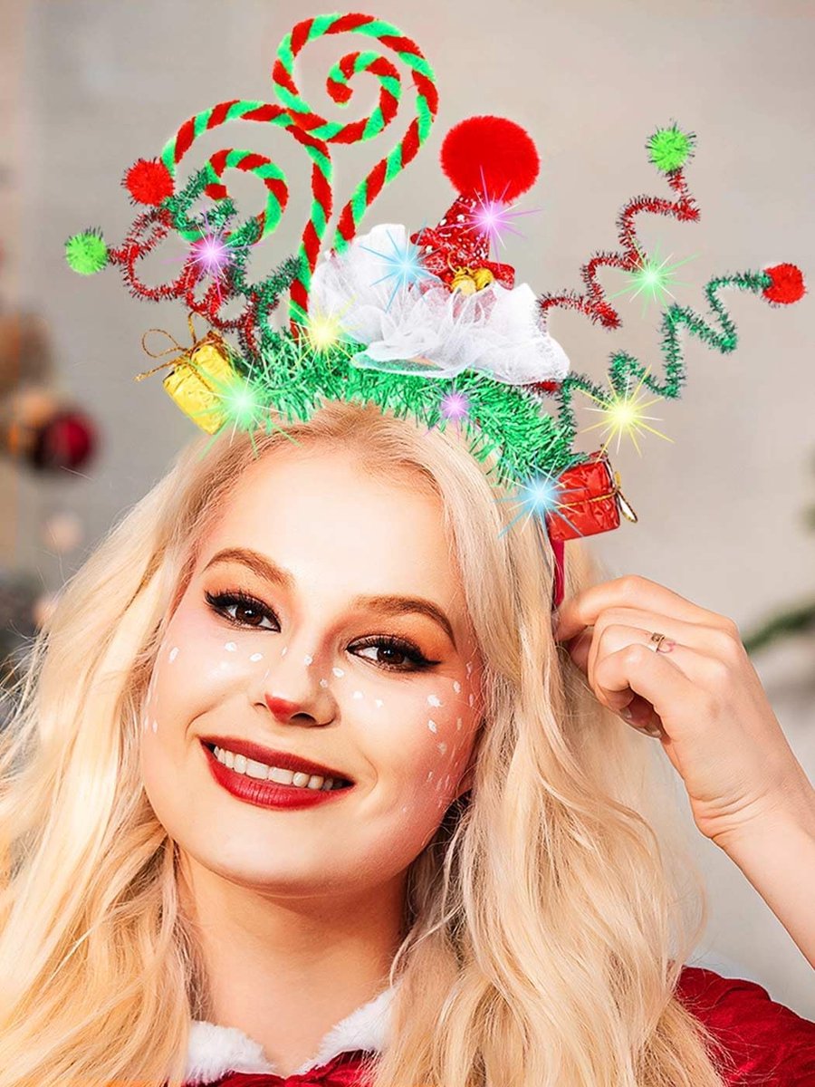 Christmas Hair Band Lighted Hair Bands for Christmas Costumes LED Hair Accessories for Women and Girls - ShopVlot