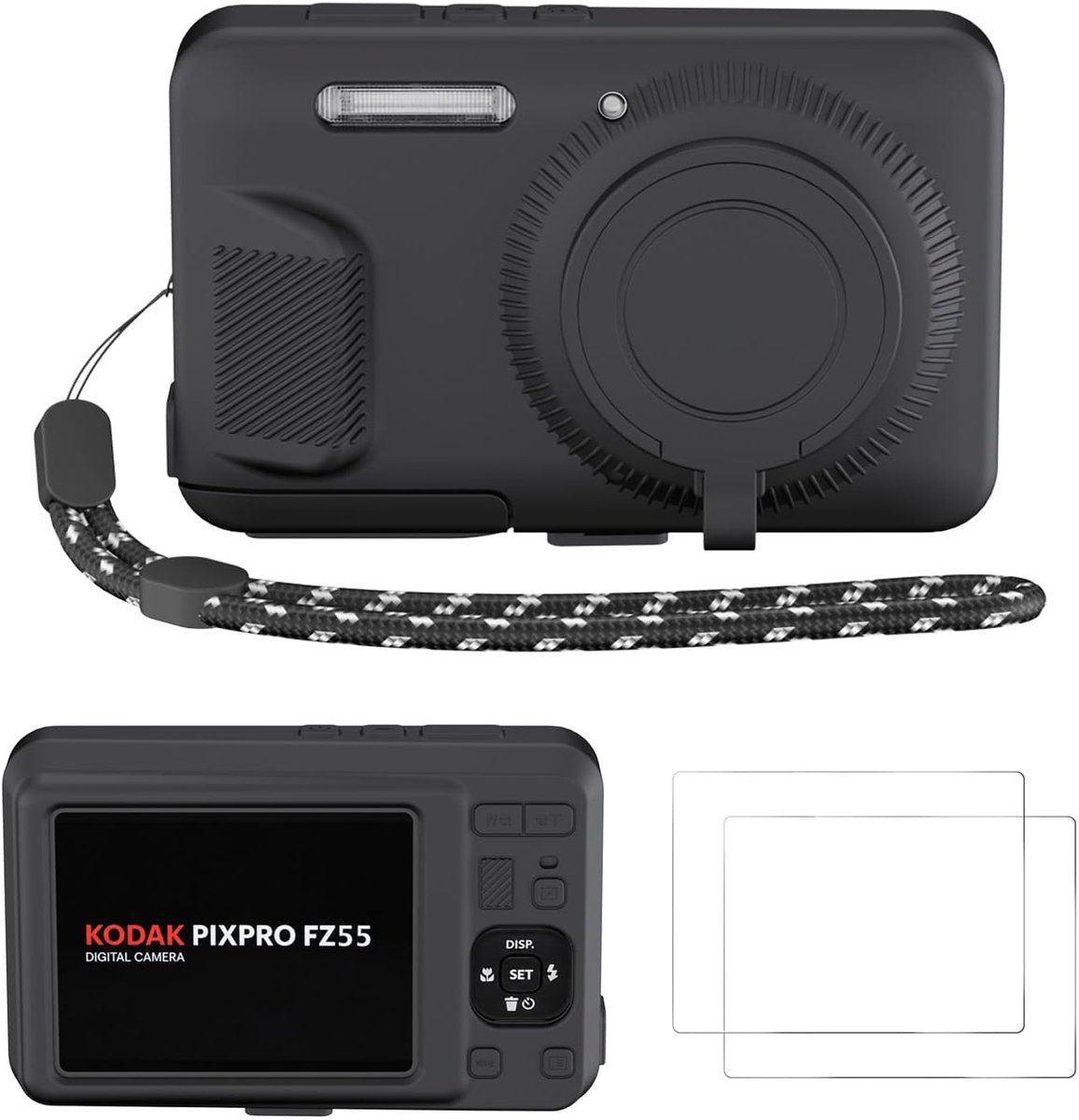Camerabescherming van siliconen geschikt voor Kodak PIXPRO FZ55, complete beschermingsset bestaande uit hoes - ShopVlot