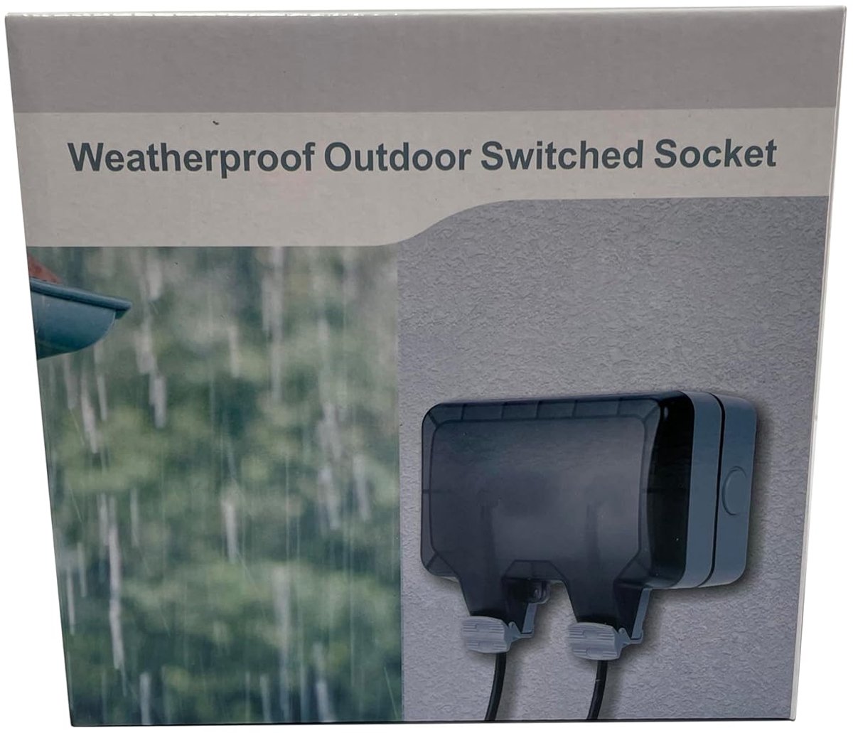Diep buitenstopcontact, waterdicht stopcontact voor buiten, IP66, met schakelaar, controlelampje, opbouw, tuin - ShopVlot