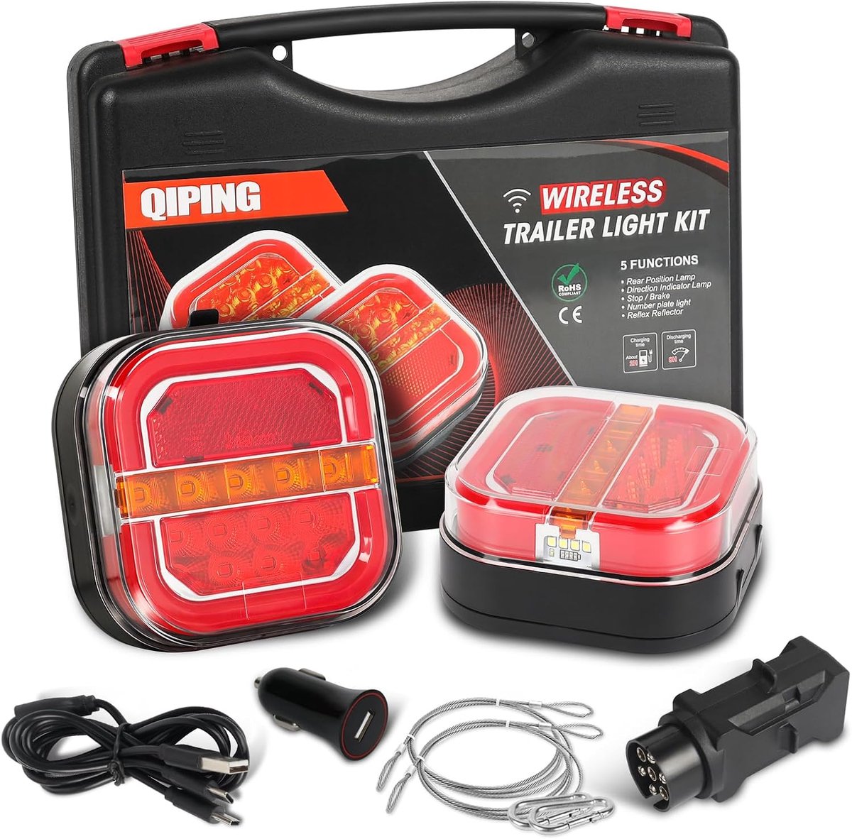 12V Wireless LED Tail Lights with Magnet, Car Trailer Wireless Tail Light Magnetic Tail Lights Multifunctional - ShopVlot