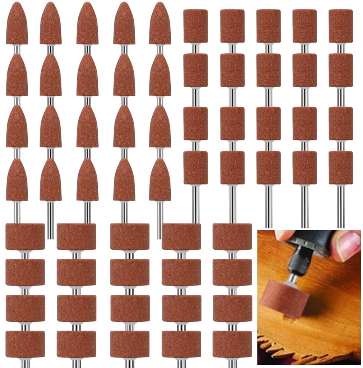 corundum grinding set, 60-piece grinding point grinding attachment for 1/8" shafts for grinding, polishing and - ShopVlot