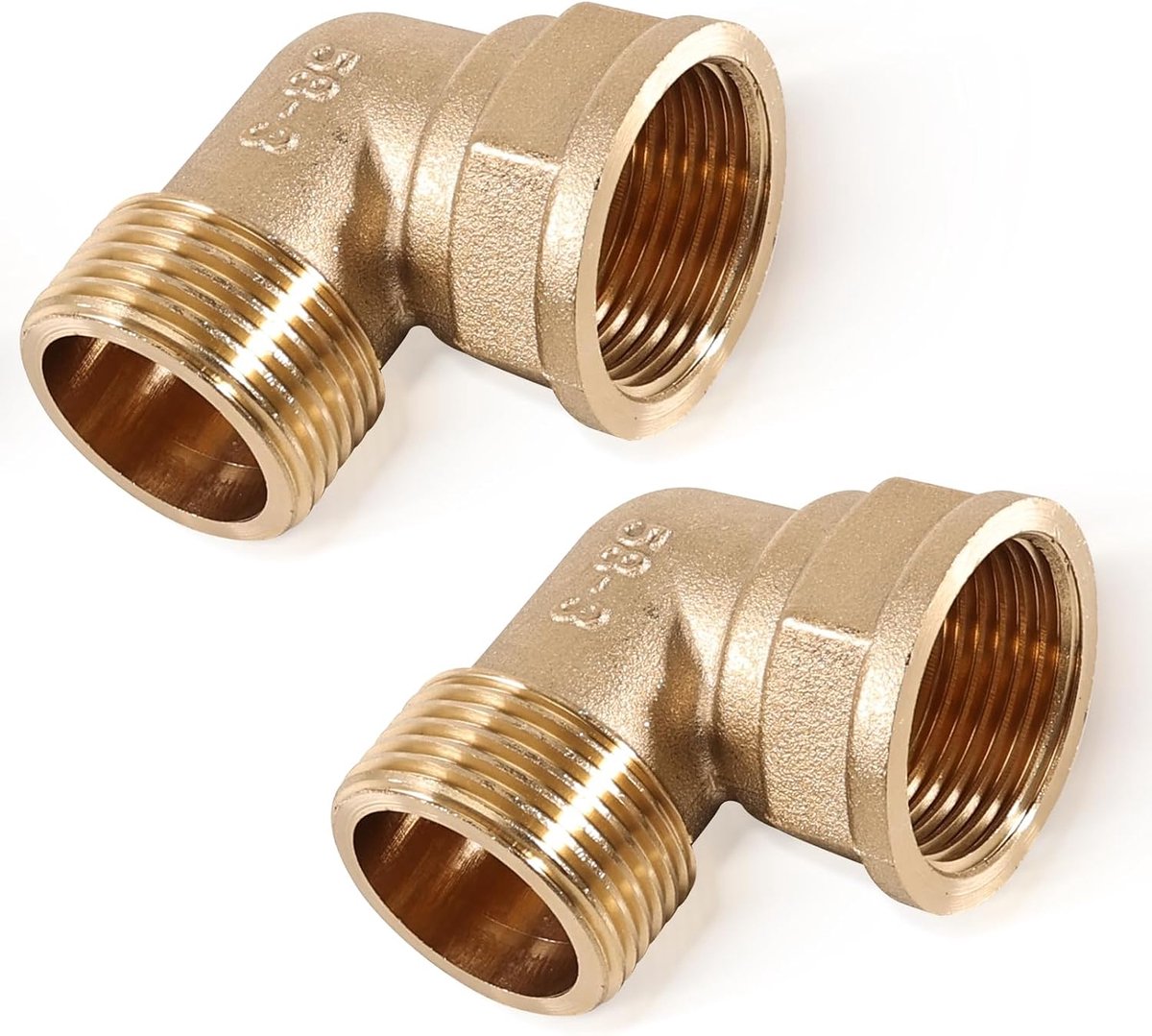 Brass hoekstuk 90° - 1 inch IG/AG - messing met draad - geschikt voor waterleidingen - ShopVlot