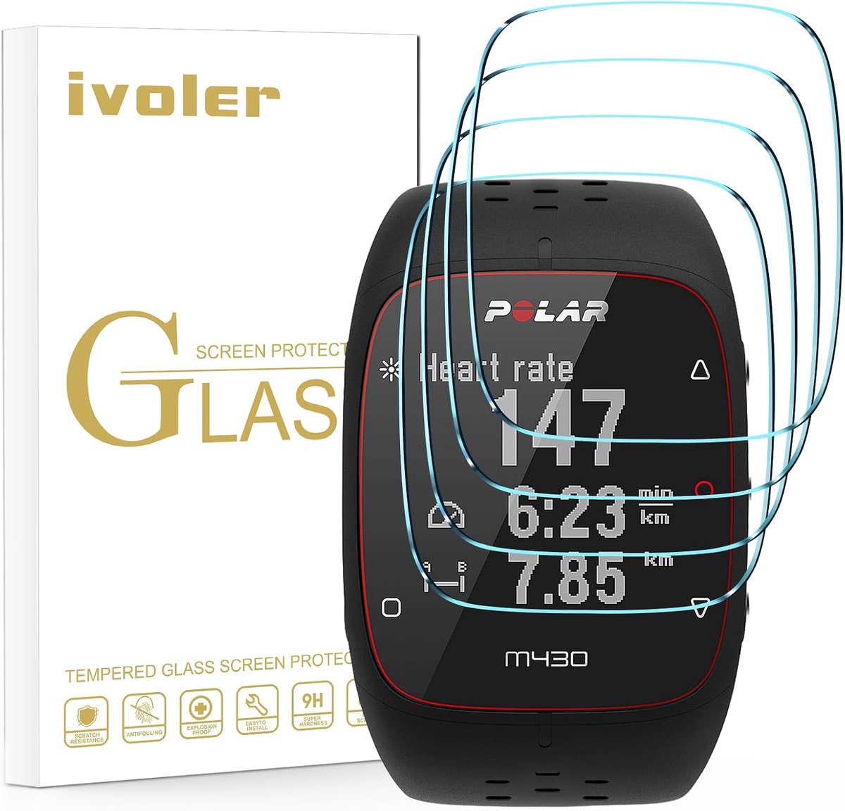 Screenprotector Tempered Glass - 4 Pack - 9H Hardheid - Anti-kras - Bescherming voor Polar M400/M430 - ShopVlot