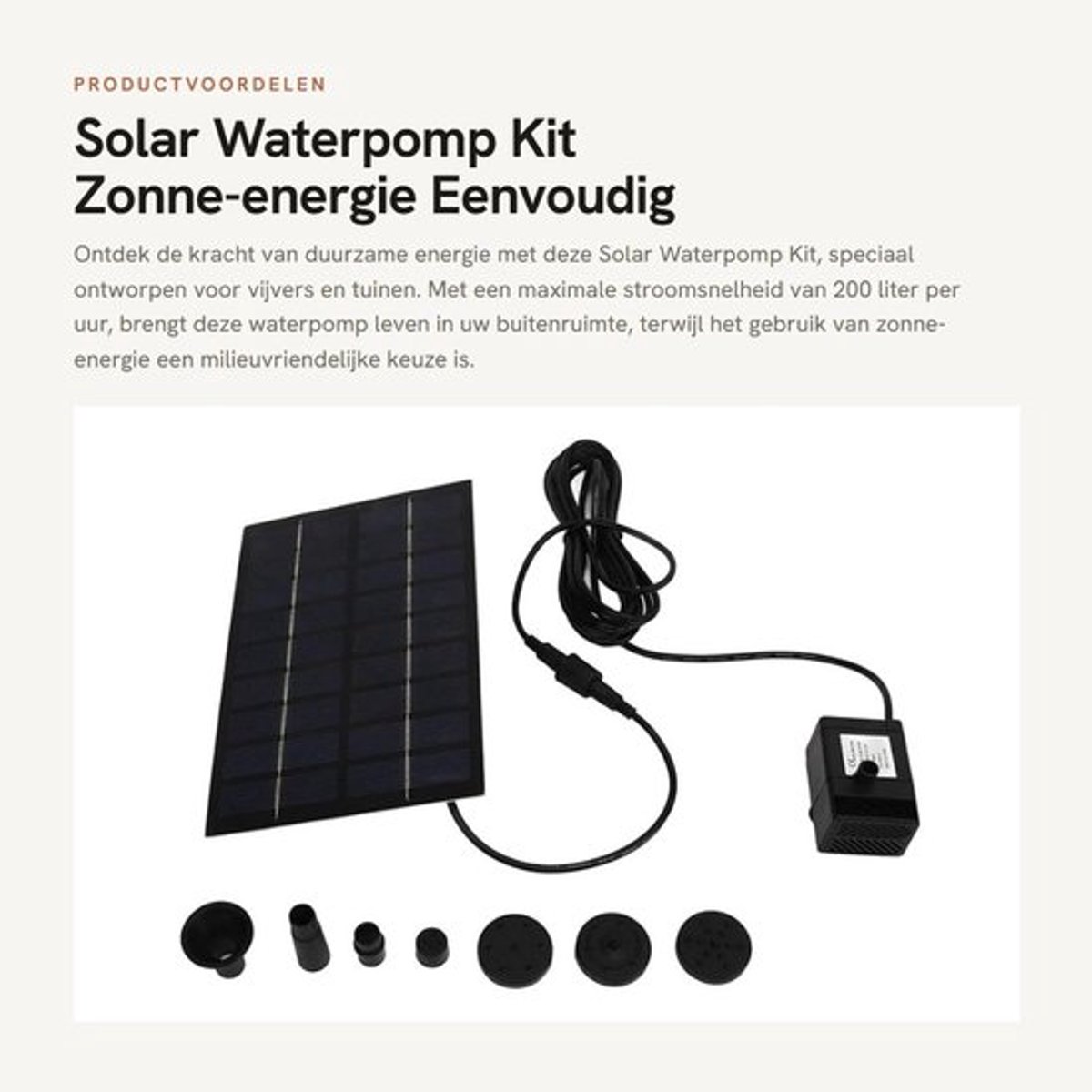 Waterpomp Zonne-energie 9V 1.8W - Vijverpomp - Anti-verstopping - Eenvoudige installatie - Premium ABS-materiaal - Hoge stabiliteit