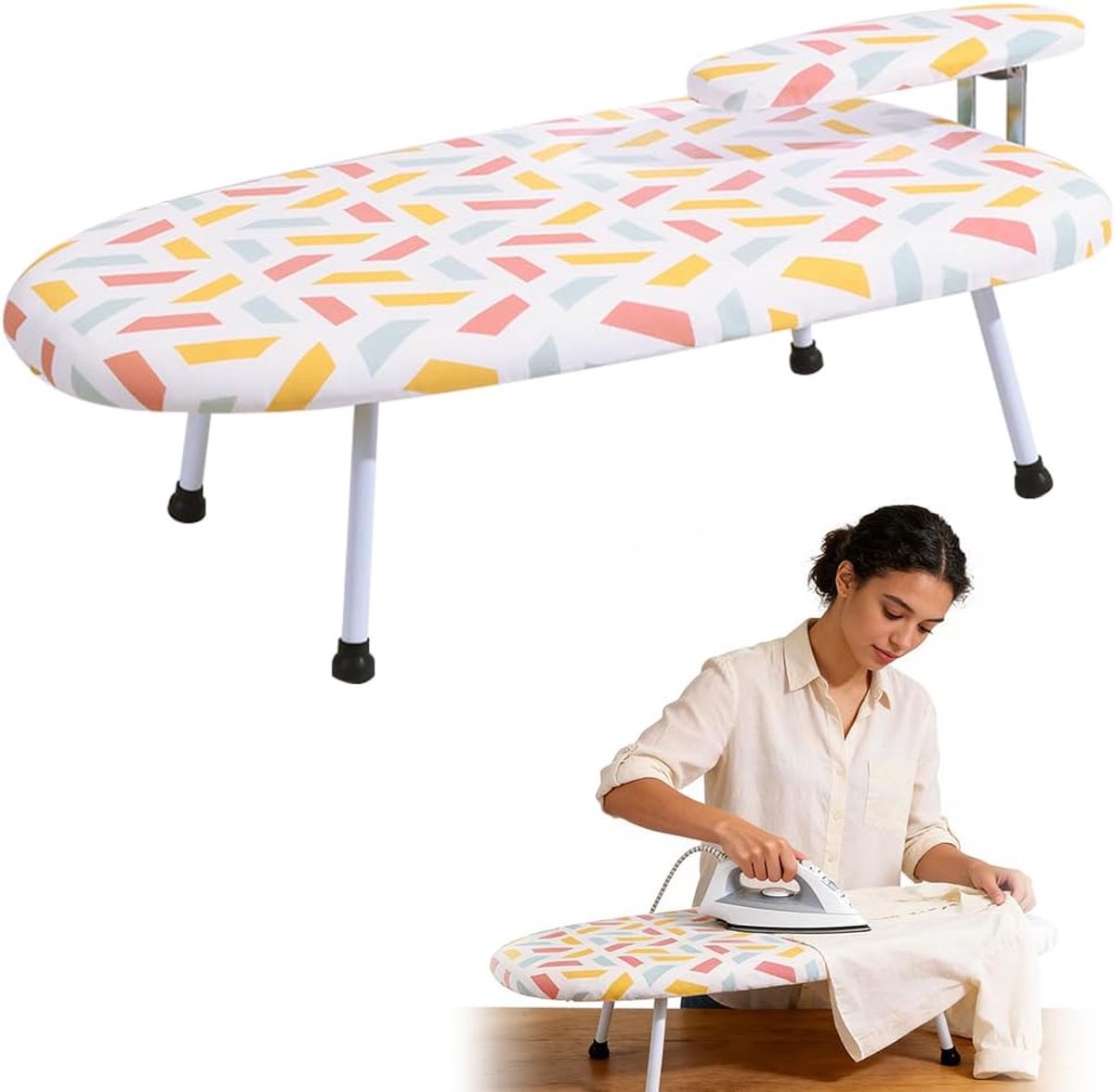 Strijkplank 60 x 37 cm - Vouwbare tafelstrijkplank - Antislip poten - Ideaal voor thuis en op reis - ShopVlot