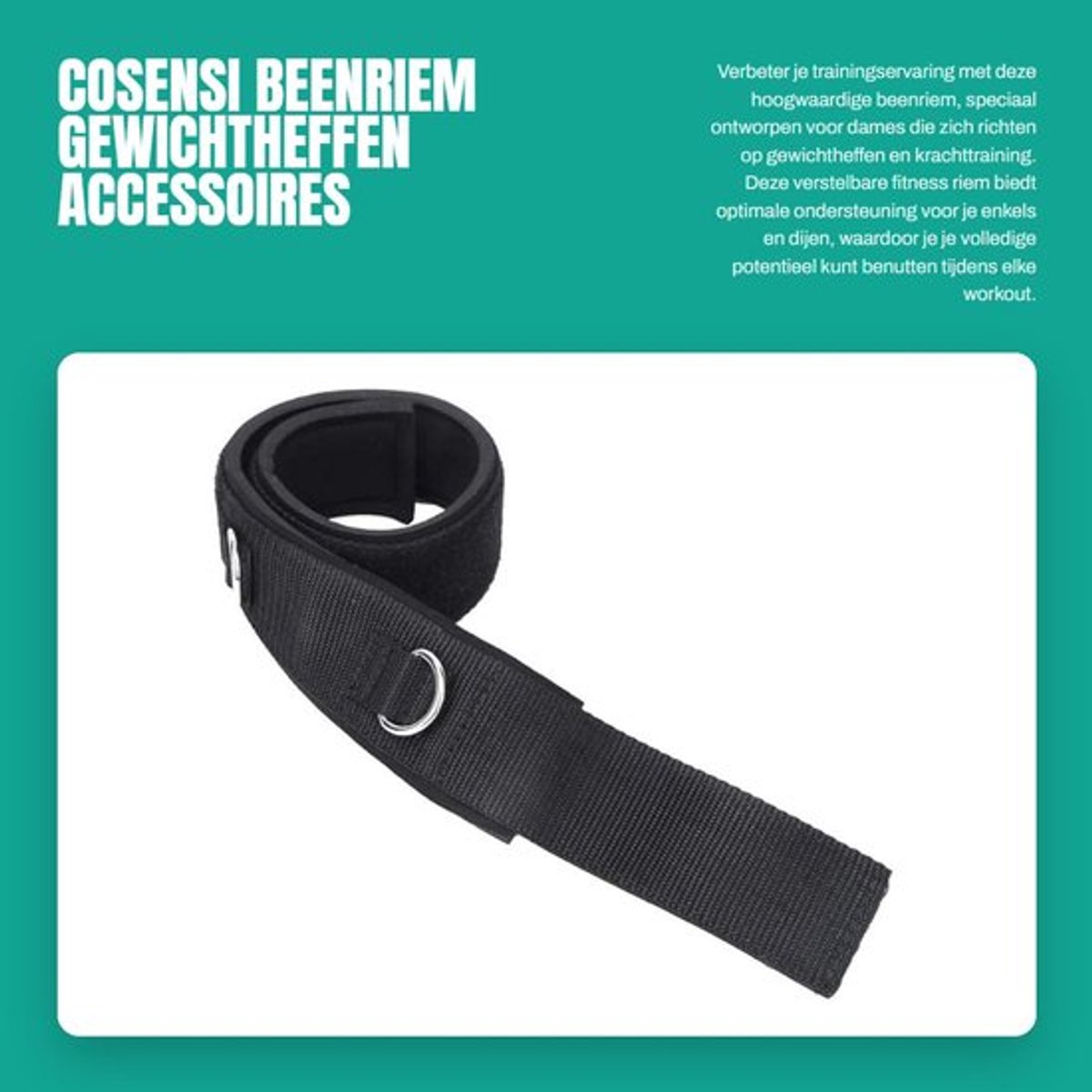 Beenriem 2D - Instelbare Krachttraining - Gewichtheffen Accessoires - Fitness Oefening - Katoen - Zwart - Fitnessband