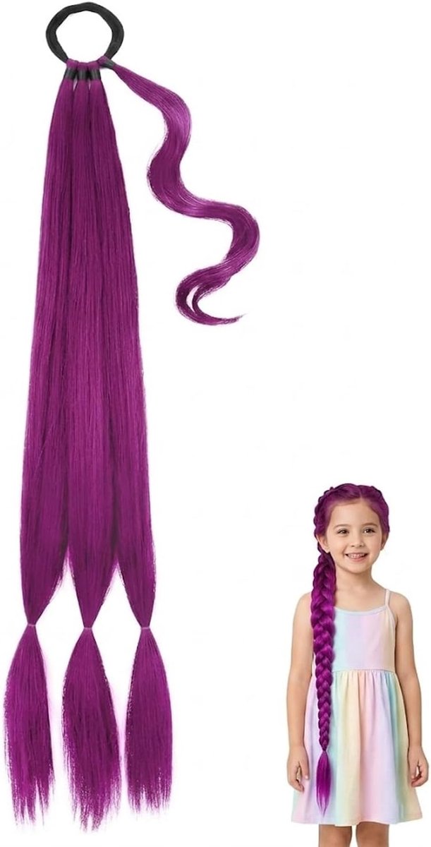 Kunsthaar extensions 80 cm - Paarse vlechtverlenging - Knoopvrij en glad - Voor natuurlijke kapsels - ShopVlot