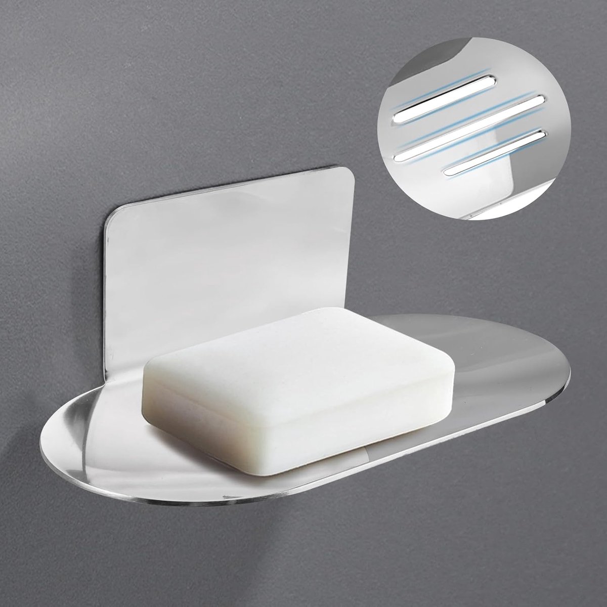 Zeepdish 14×8cm - RVS zonder boren - Waterdicht wandmontage - Perfect voor badkamer en keuken - ShopVlot