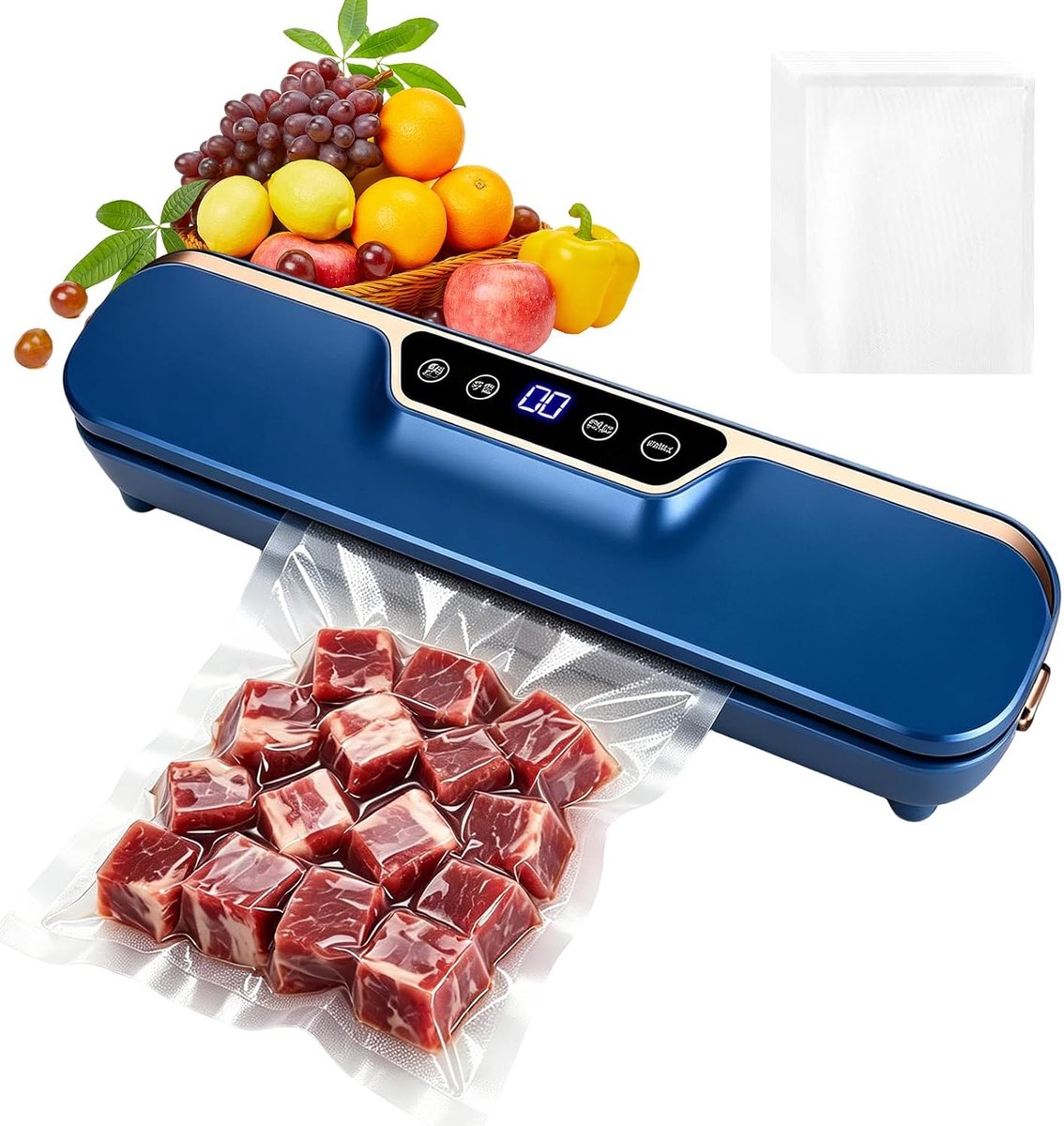 Vacuümseerapparaat 120 W - Blauw - Automatisch voor droge en vochtige levensmiddelen - Ideaal voor sous vide - ShopVlot