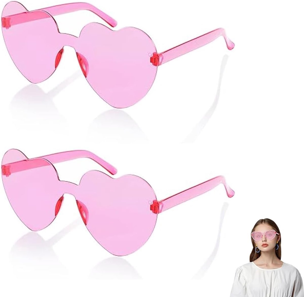 Heart Shape Sunglasses 2 Pairs Party Glasses Funny Glasses Colorful Glasses for Gadget Wedding Party Hen Party Guest - ShopVlot