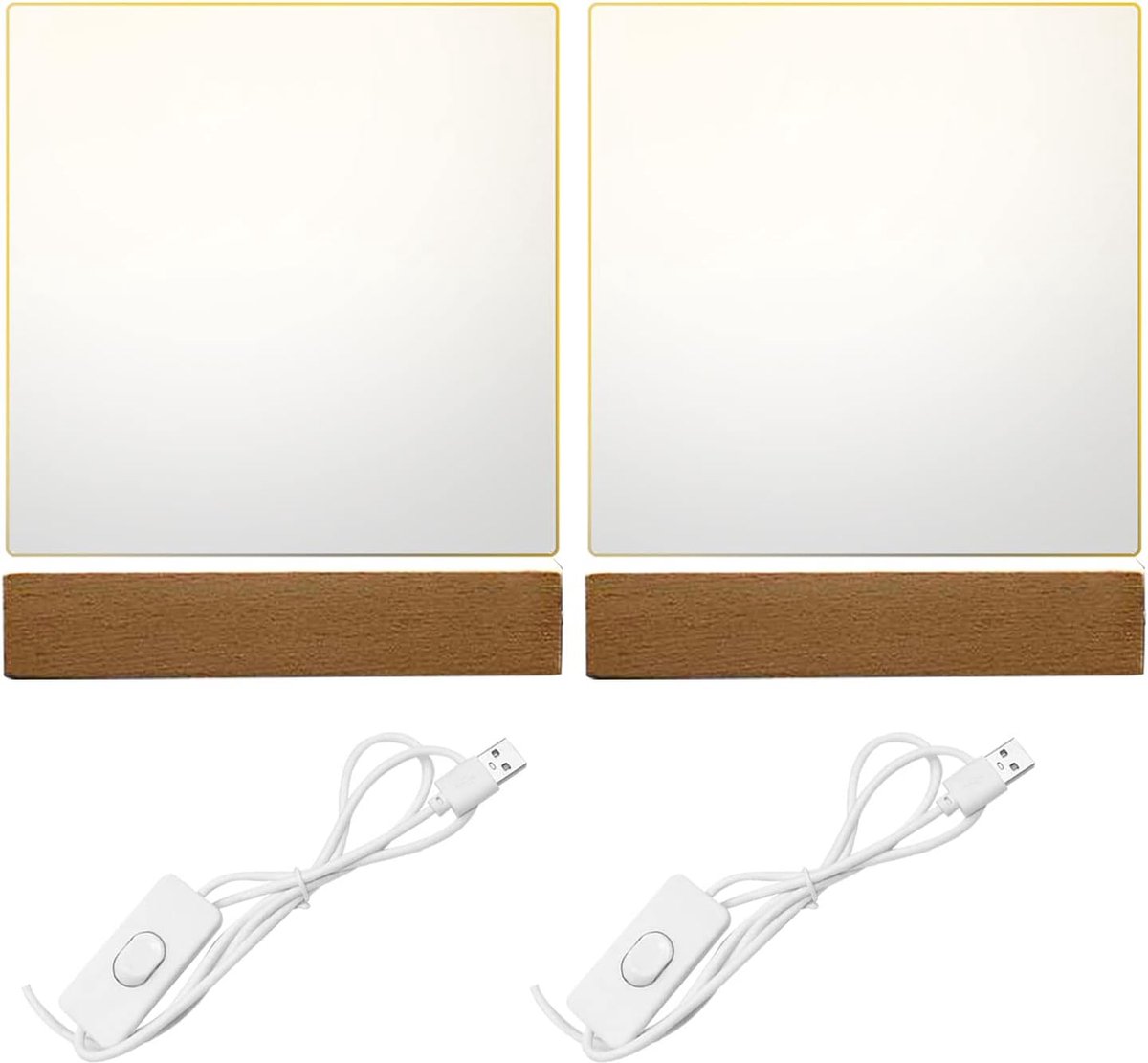 LED Lights Display Base, 2 Pcs 15cm Rectangular Wooden Illuminated USB LED Light Base Stand, Desktop Display Base with - ShopVlot
