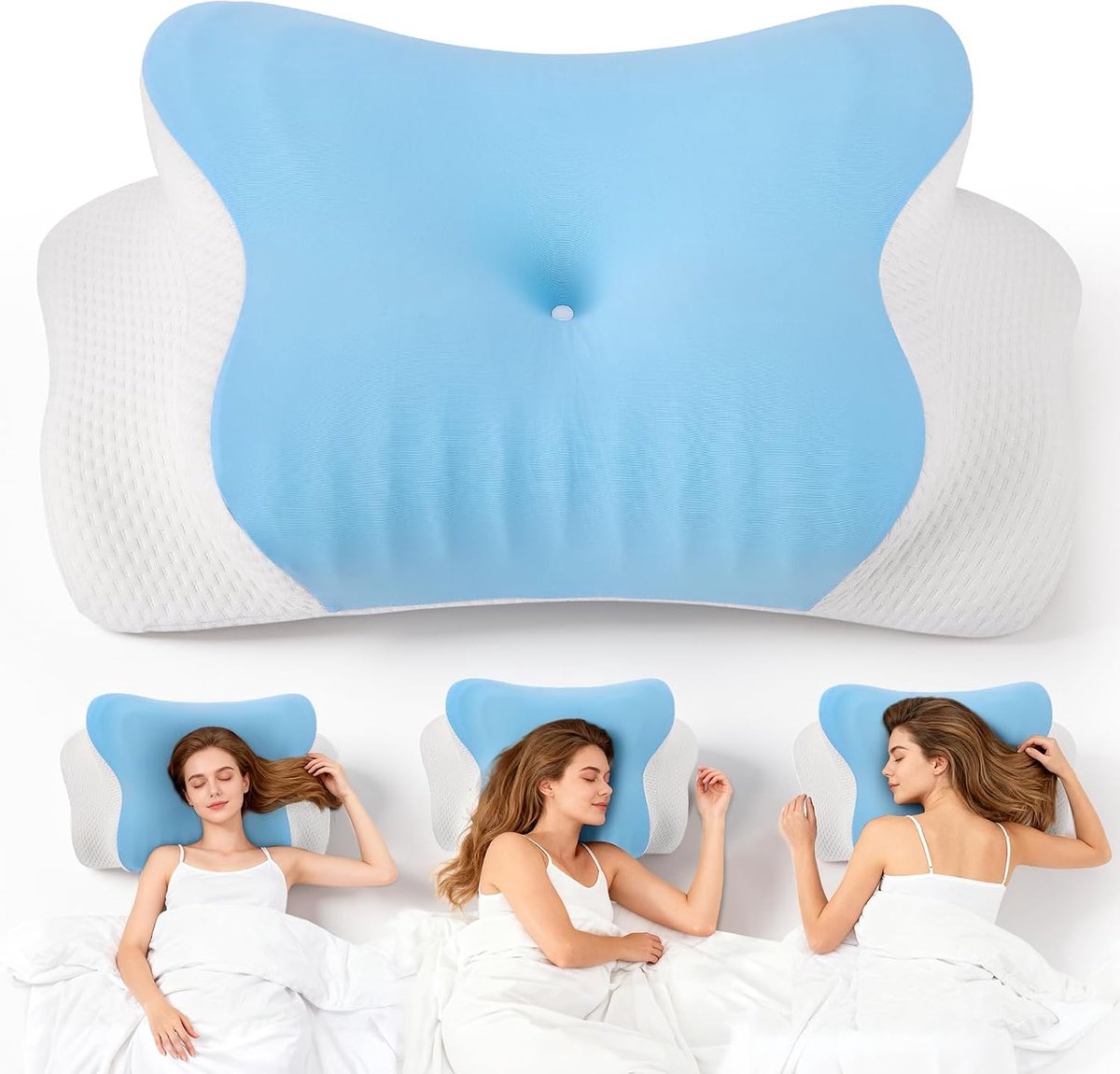 Ergonomic neck pillow, memory shape, anti-snoring and positional apnea, D - ShopVlot