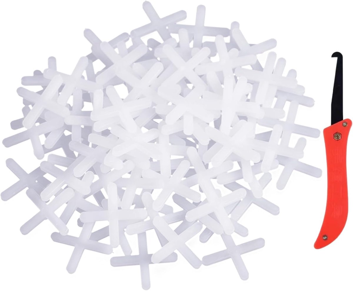 100 stuks tegelpositionering, 1 verbindingshaak, tegelsplijtclip, kruistegelafdichting, verbindingsgereedschap - ShopVlot