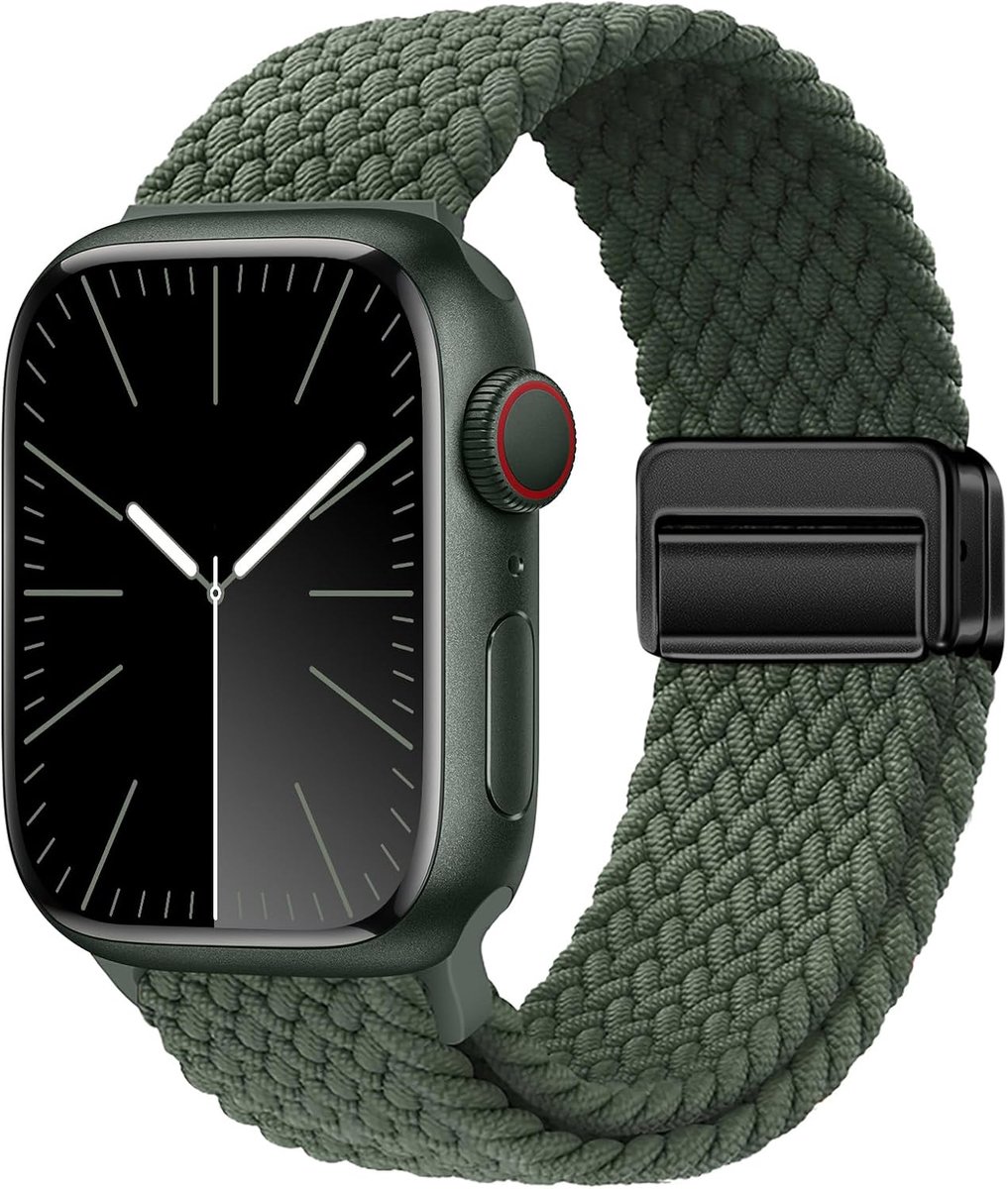 Compatible with Apple Watch Strap 42(S3) / 44/45/46/49mm 38/40/41/42mm (S10), Elastic Magnetic Nylon Strap Band for - ShopVlot