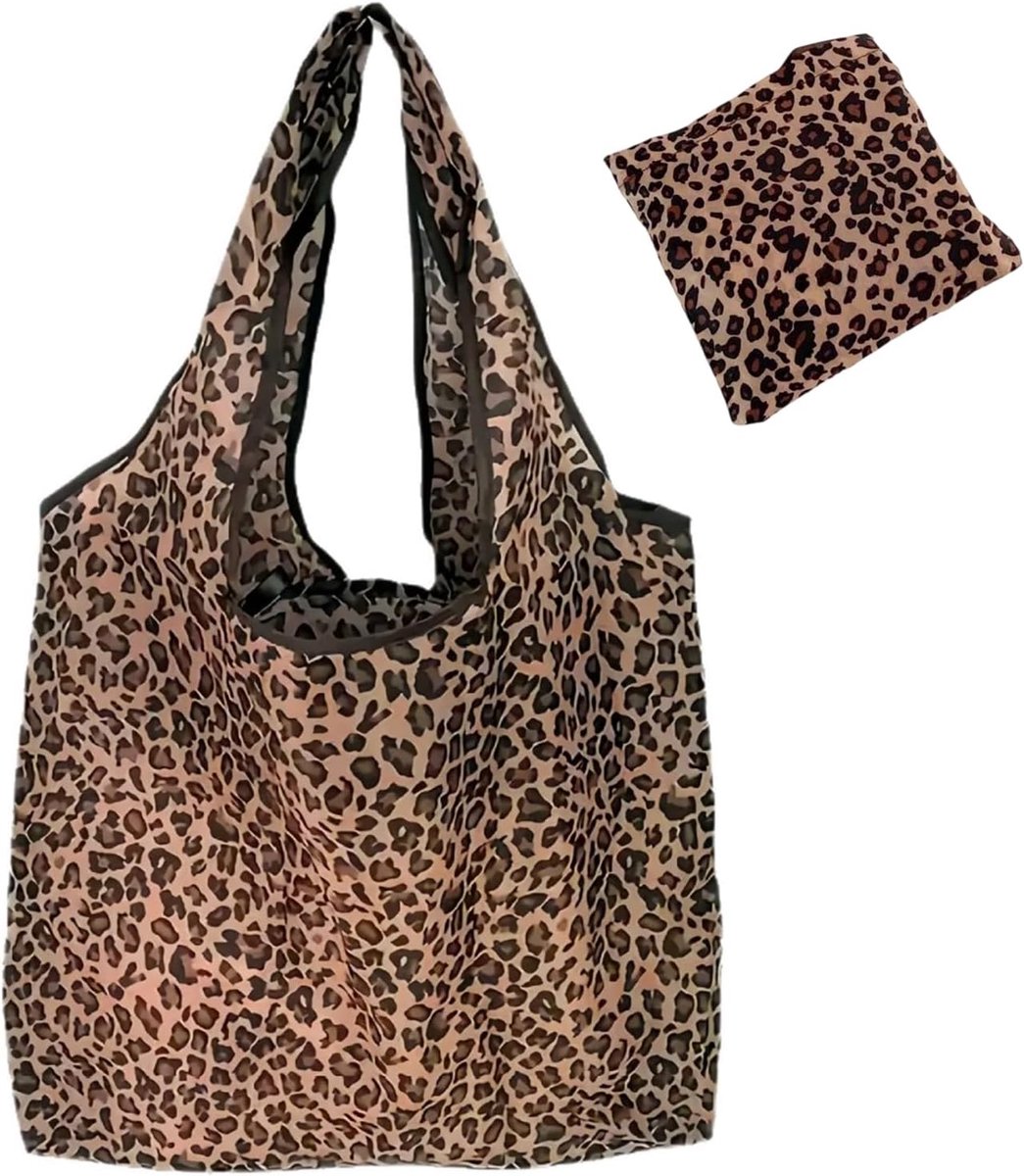GXAHSOL Boodschappentas, opvouwbaar, herbruikbaar, luipaardmotief boodschappentas voor dames, voor picknick, wandelen - ShopVlot