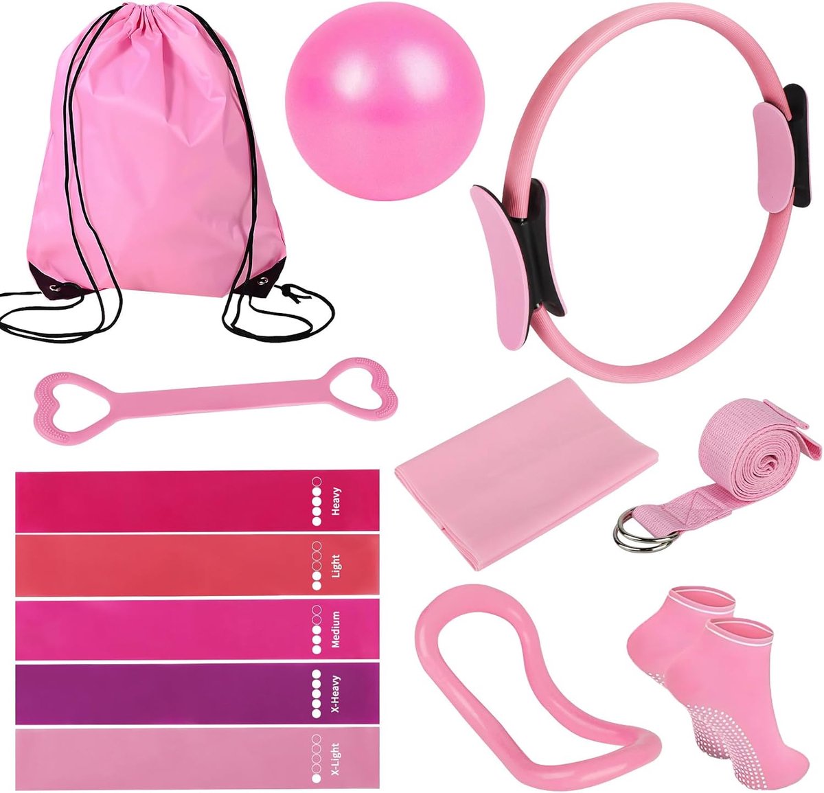 Pilates Set 13-Piece Pilates Essential Kit for Women, Pilates Accessory Set with Pilates Ring, Yoga Ball, Fitness - ShopVlot