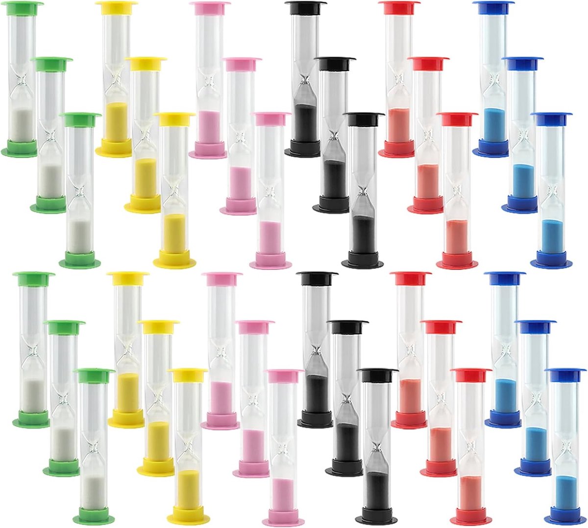 30 pieces mini hourglass set, 30 sec, 1 min, 2 min, 3 min, 5 min, 10 min, colourful hourglass set, plastic hourglass - ShopVlot