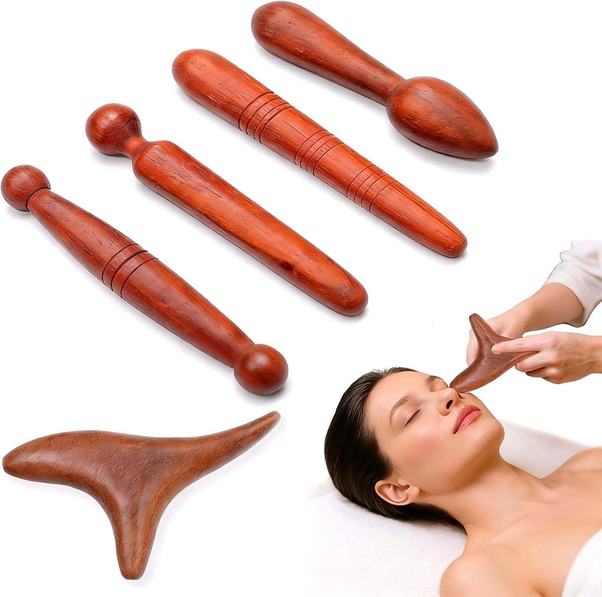 5 stuks houten massageapparaat, triggerpoint-massageapparaat, driehoekmassageapparaat, triggerpoint-drukknop - ShopVlot