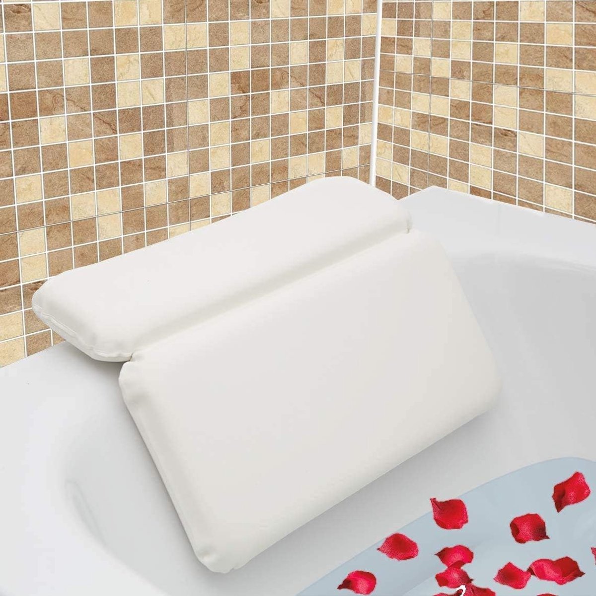 Bathtub Pillow, Bathtub & Spa Pillow with 7 Non Slip Suction Cups, 2 Panels Design for Head, Back, Shoulder - ShopVlot