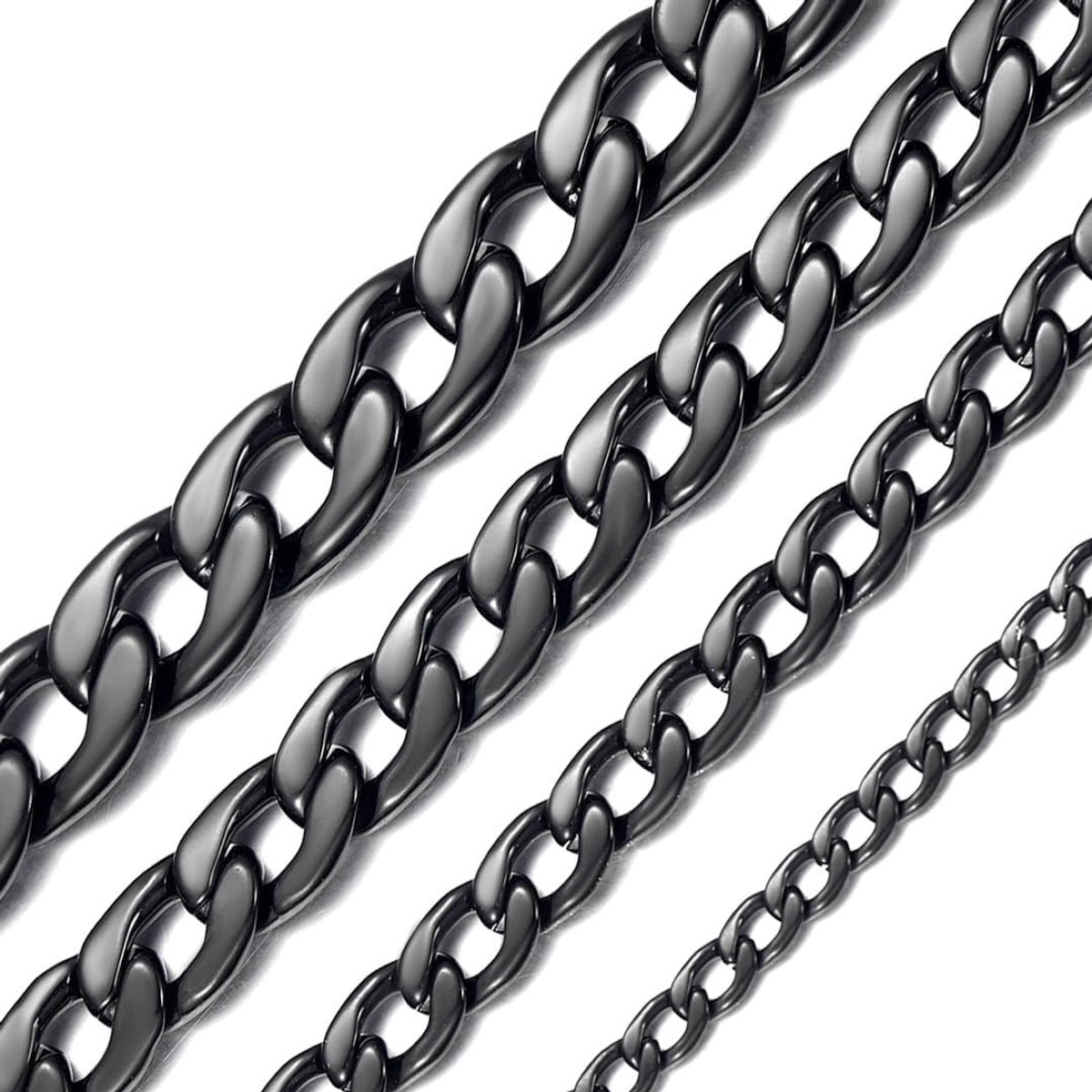ChainsHouse Stainless Steel Armored Chain Cuban Chain for Women Men 5/9/12/15 mm Wide, Silver/Black/Gold, 36 cm - 76 cm - ShopVlot