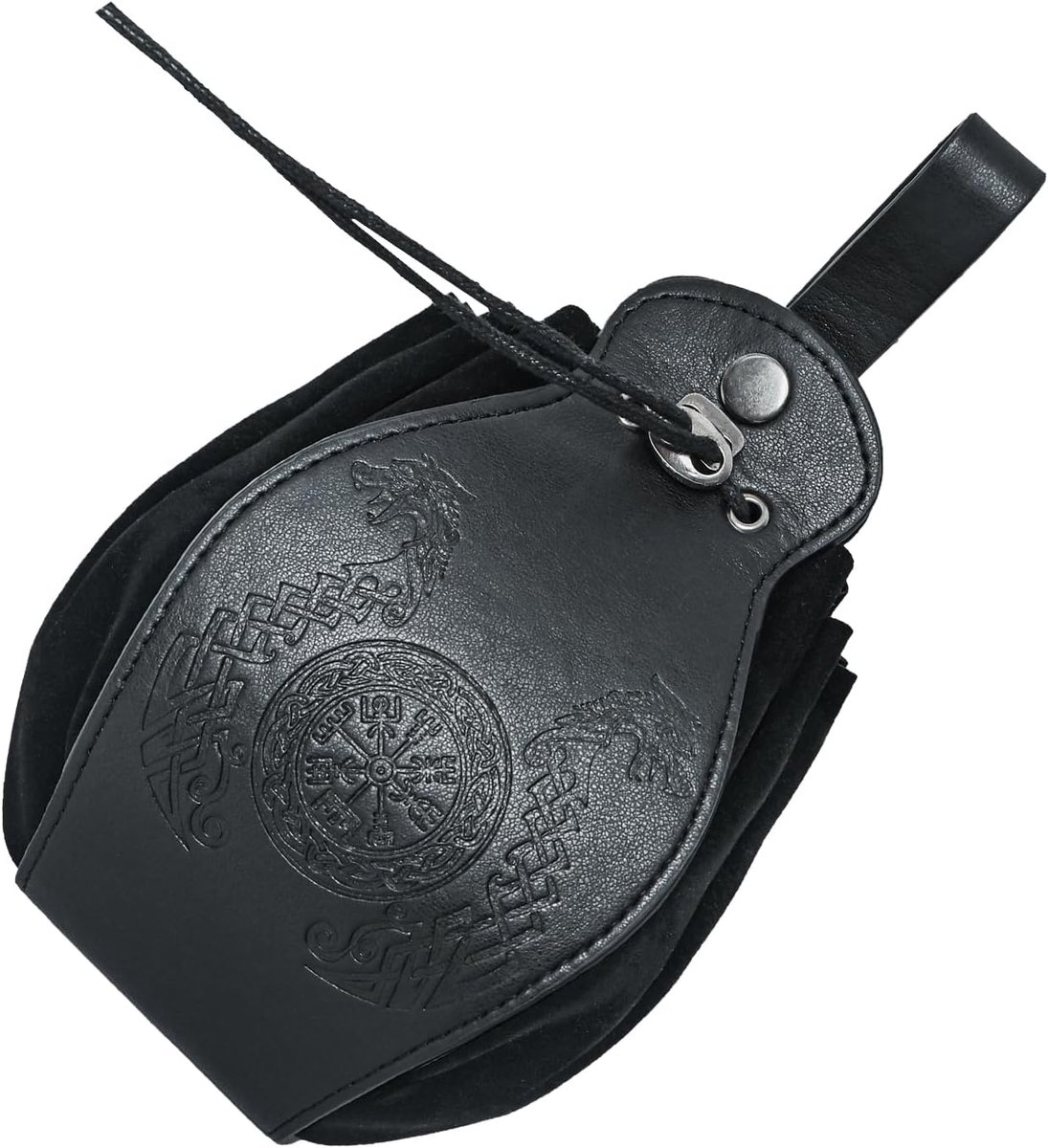 Middeleeuwse tas voor dames en heren, van kunstleer en canvas, voor Vikingkostuum, LARP, carnaval, zwart - ShopVlot