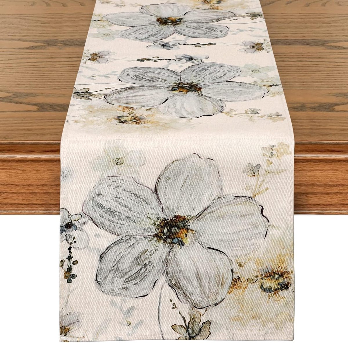 Tafelloper- Vintage tafelloper- tafellopers linnen-tafelloper buiten-Tafelkleed-rechthoekig- tafelkleed buiten- tafeldecoratie-Lente Tafelkleed-Bloemen zomer tafelloper-Rustieke tafeldecoratie -voor diner, feest en picknick-33*183cm
