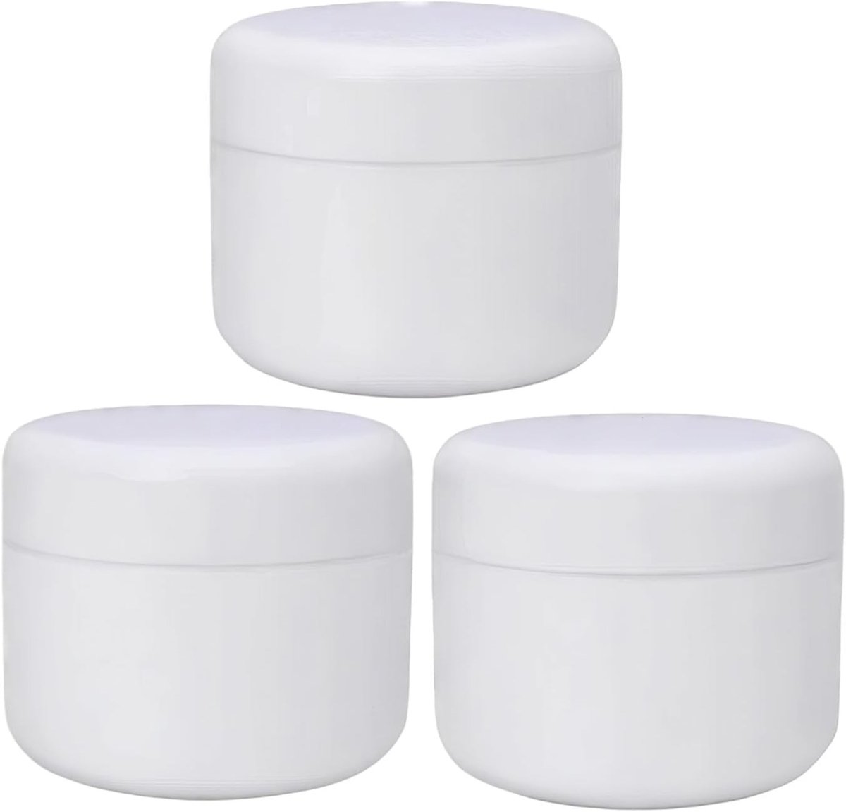 Set van 3 Lege Witte Plastic Cosmetische Potten van 250ml - Herbruikbare Flessen voor Crème, Zalf en Lotionopslag