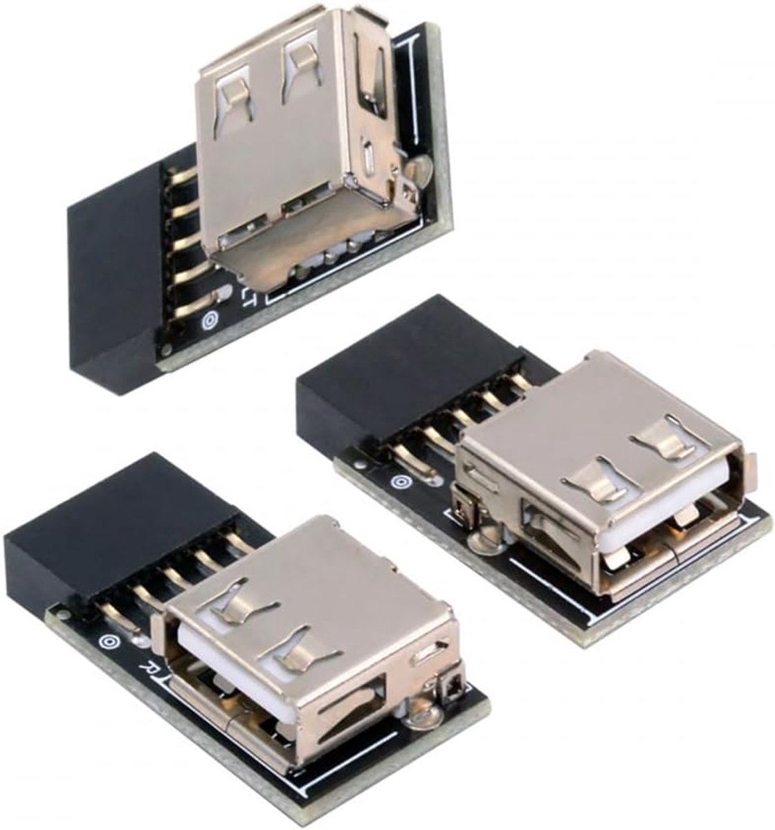 CY Adapter 3pcs/set 9Pin 10Pin Motherboard Front Panel Header Female to Single USB 2.0 Female Adapter Vertical Angle - ShopVlot