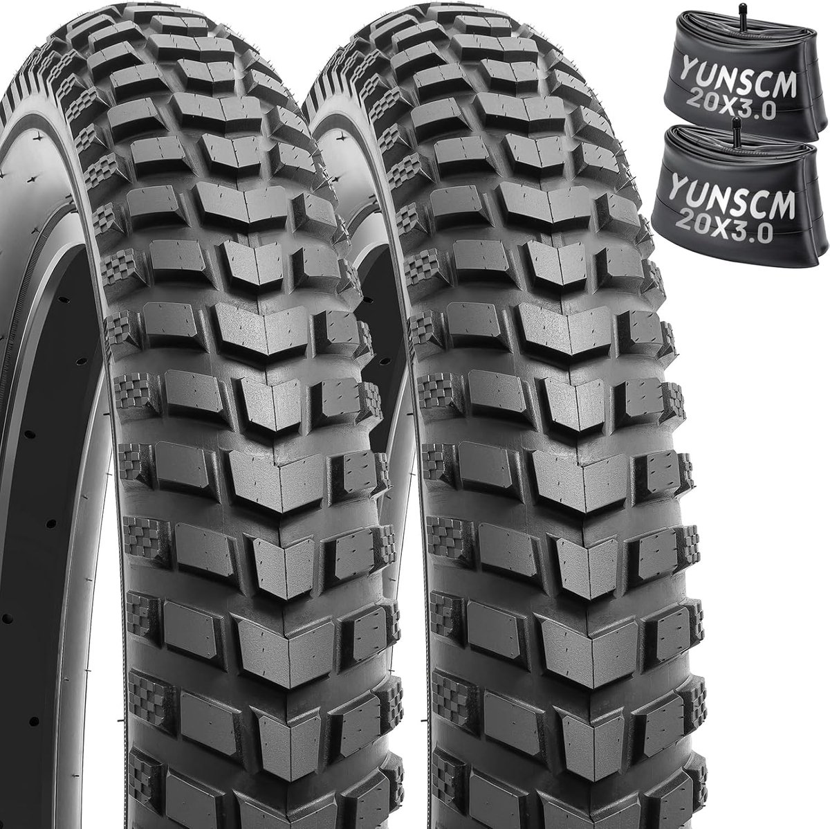 2 PCS 20-inch E- FatBicycle Tires 20x3.0 (76-406) and 2 PCS Heavy Duty Inner Tube 20x3.0/3.5 AV32mm Schrader Valve - ShopVlot