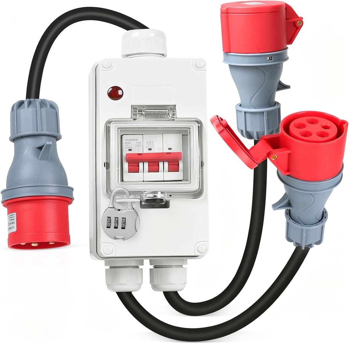 CEE-adapter 32 A naar 16 A - krachtstroomverlengkabel - IP44-IP66 met RCD-schakelaar - ideaal voor werkplaats - ShopVlot